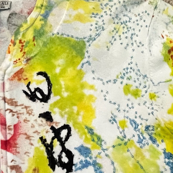 Alberto Makali Knit Top Asian Floral Sequins Zip Up Slim Fit XL  Artsy Boho 90s - Picture 6 of 9